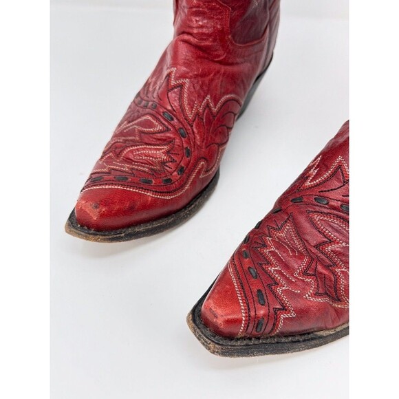 Dan Post Sidewinder Womens Western Boots Red Leather Mid Calf Cowgirl US 7.5 M - Picture 5 of 9